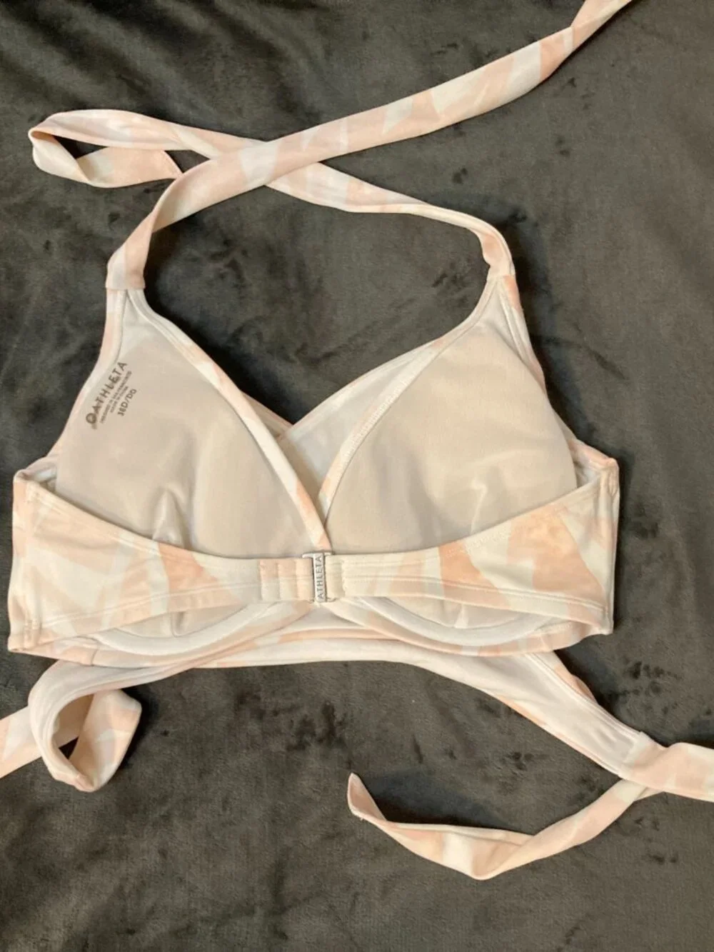 Athleta Women's White & Pink South Beach Wrap Halter Bikini Top - 36D